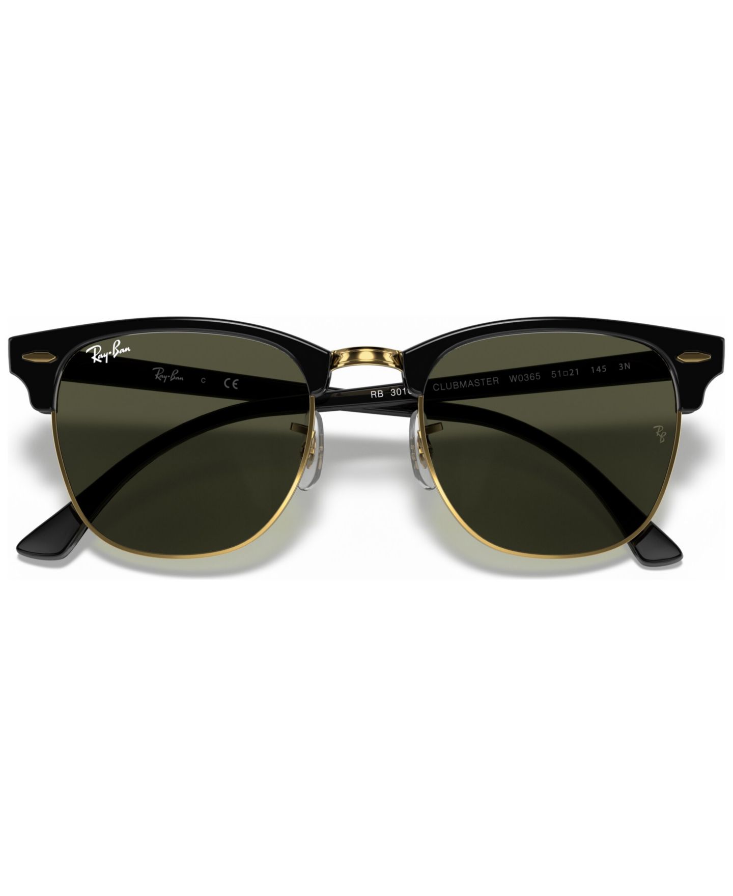 Солнцезащитные очки Ray-Ban Unisex Low Bridge Fit Sunglasses, RB3016F Clubmaster Classic 55, цвет: Чёрный — фото 3