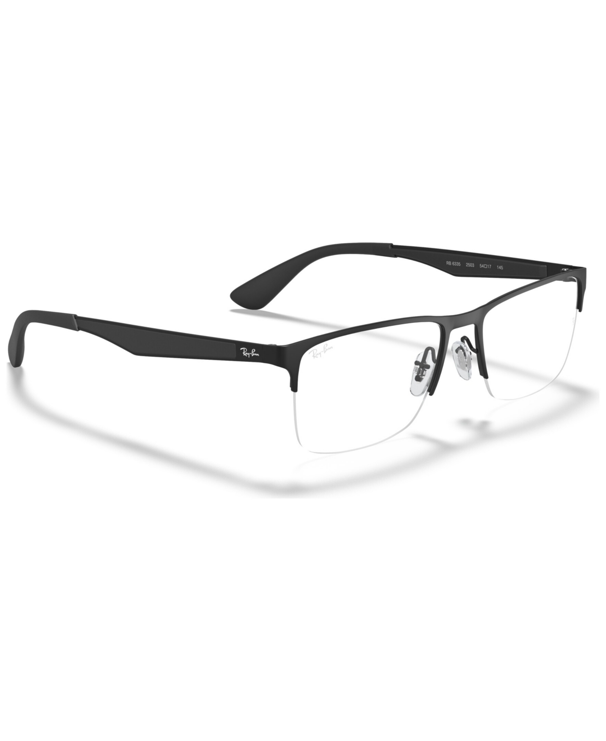 Ray Ban Rb6335 Unisex Rectangle Eyeglasses In Matte Black