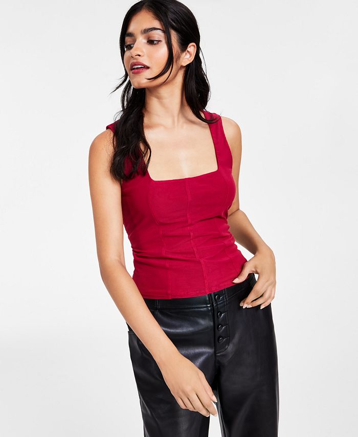 Bar III Women s Square Neck Mesh Tank Top Created for Macy s Macy s