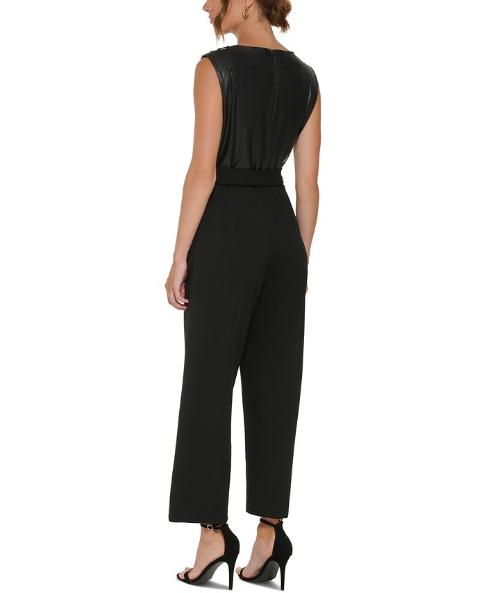 DKNY MixedMedia TieWaist Jumpsuit Macy's