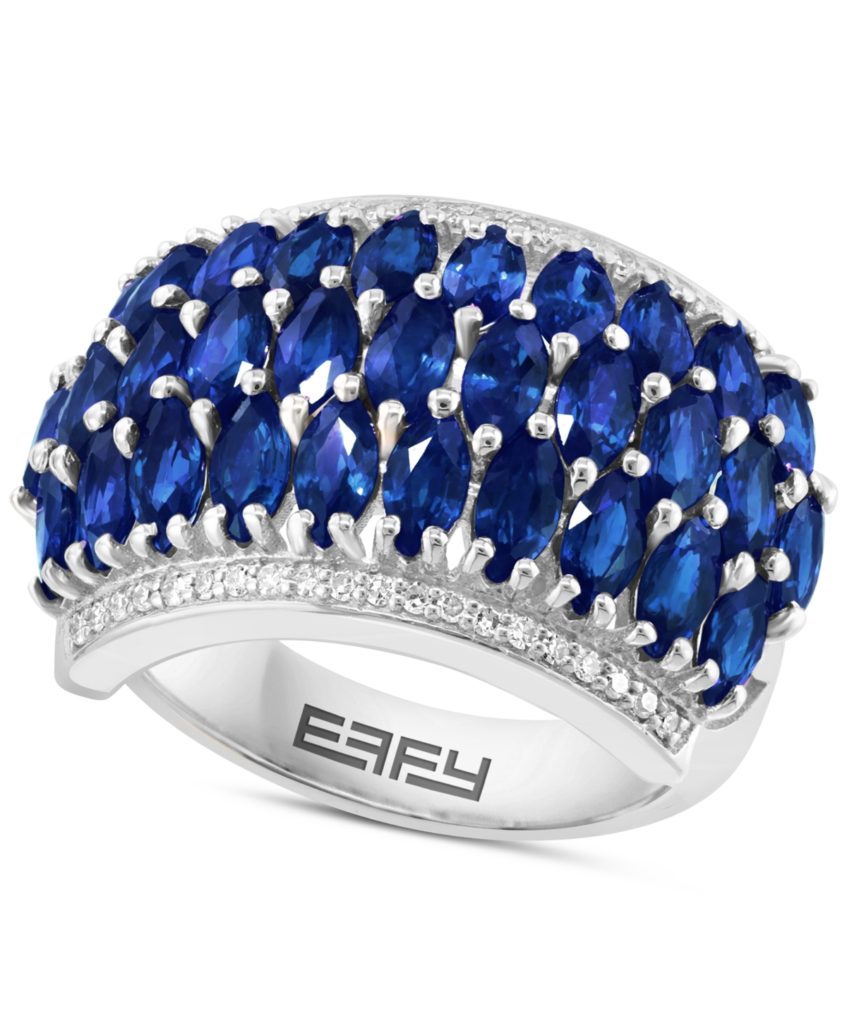 Effy Collection Effy Sapphire (5 Ct. T.w.) & Diamond (1/6 Ct. T.w.) Statement Ring In 14k White Gold