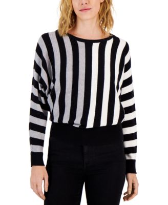 Striped Boat-Neck Dolman-Sleeve Sweater 