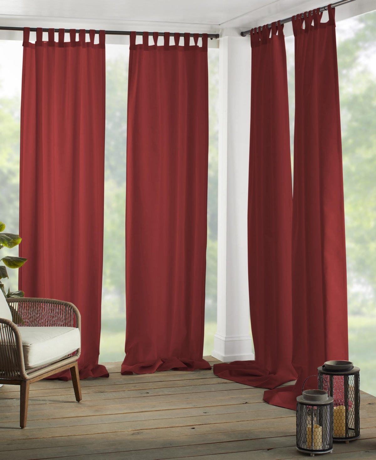 Elrene Matine Solid Indoor/outdoor 52" X 84" Panel In Red