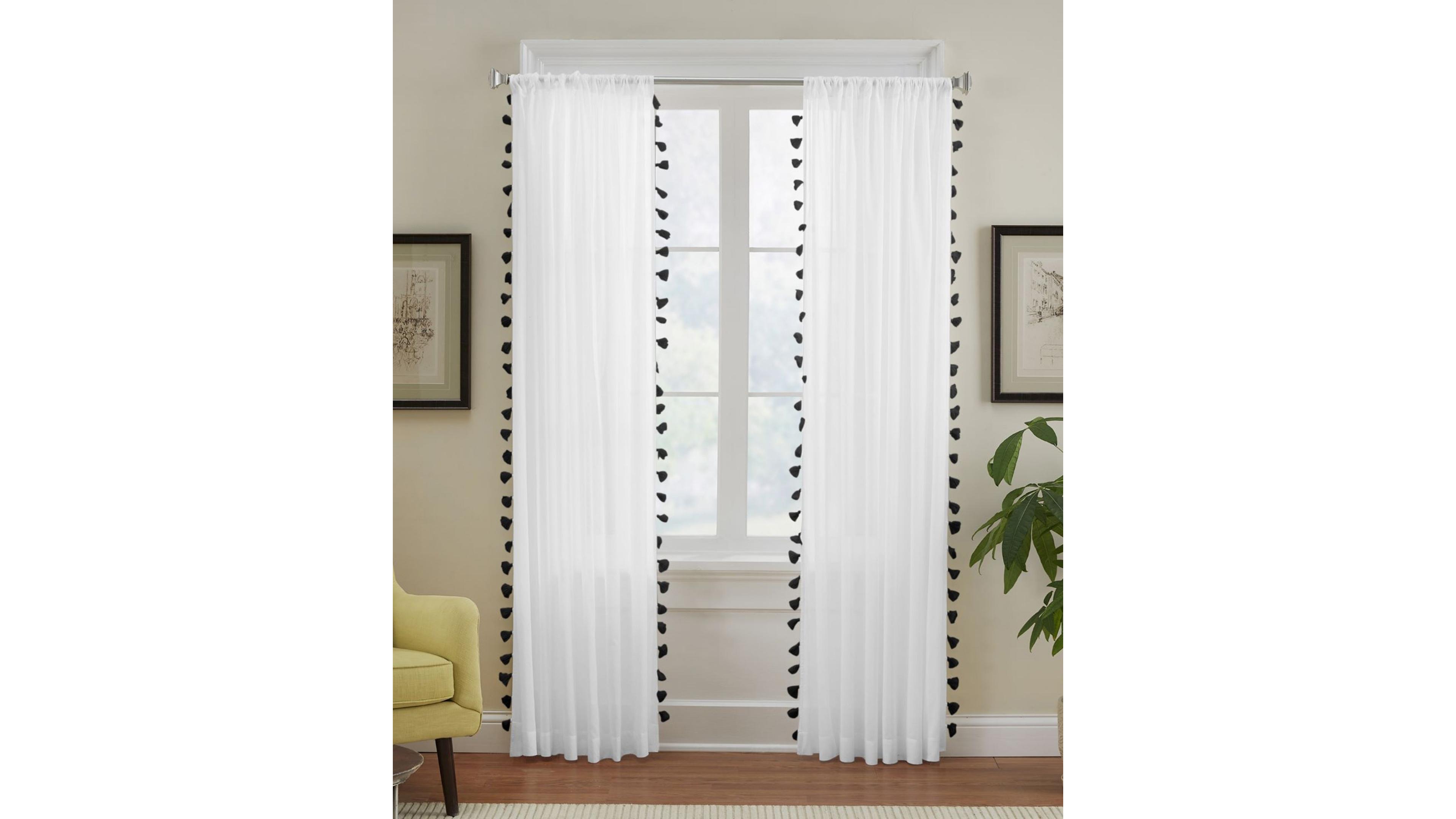 Elrene Home Fashions Bianca Semi-Sheer Window Curtain with Tassels