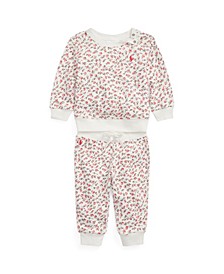 Baby Girls Floral Spa Terry Sweatshirt and Pants, 2-Piece Set