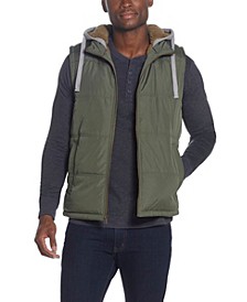 Men's Quilted Puffer Vest with Sherpa Lined Hood