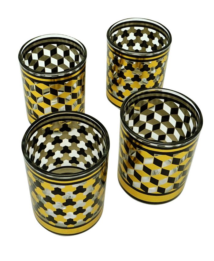 TMD Holdings Geometric Pattern Rocks Glasses, Set of 4 Macy's