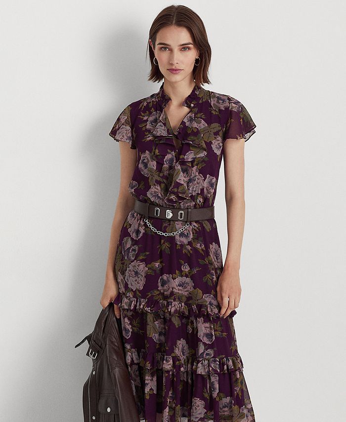 Lauren Ralph Lauren Floral Crinkle Midi Dress Macy's