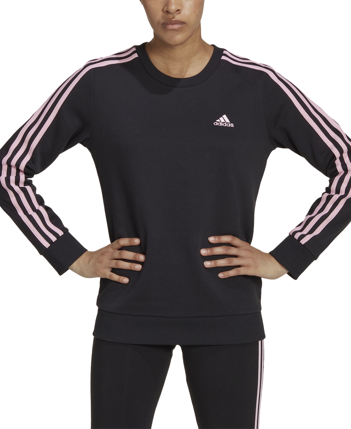  adidas Women's 3-Stripe Cotton Fleece Crewneck Sweatshirt