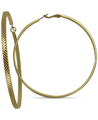 GUESS - Gold-Tone Textured Extra Large Hoop Earrings, 3"