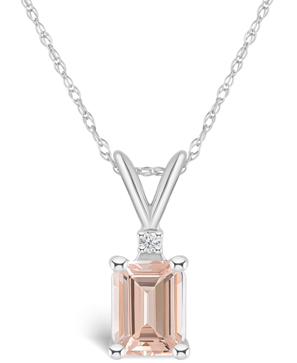 Morganite (7/8 ct. t.w.) and Diamond Accent Pendant Necklace in 14K Yellow Gold or 14K- White Gold