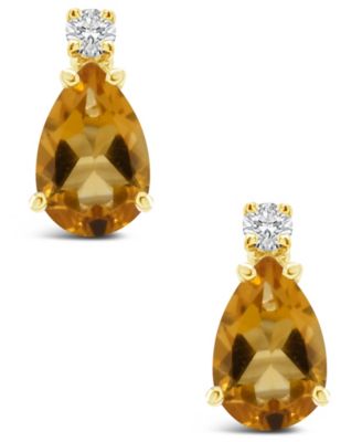 Citrine (3/4 ct.t.w) and Diamond Accent Stud Earrings in 14K Yellow Gold