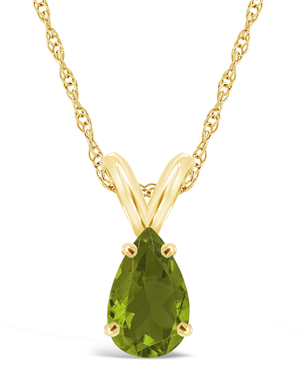 Shop Macy's Peridot Pendant Necklace (1-1/3 Ct.t.w) In 14k Yellow Gold