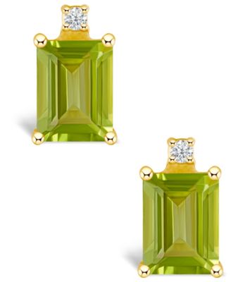 Peridot (1-3/8 ct. t.w.) and Diamond Accent Stud Earrings in 14K White Gold or 14K Yellow Gold
