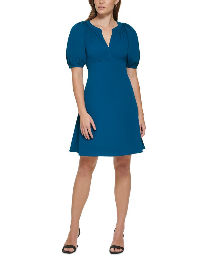 Calvin Klein Petite Puff-Sleeve A-Line Dress & Reviews - Dresses - Petites  - Macy's