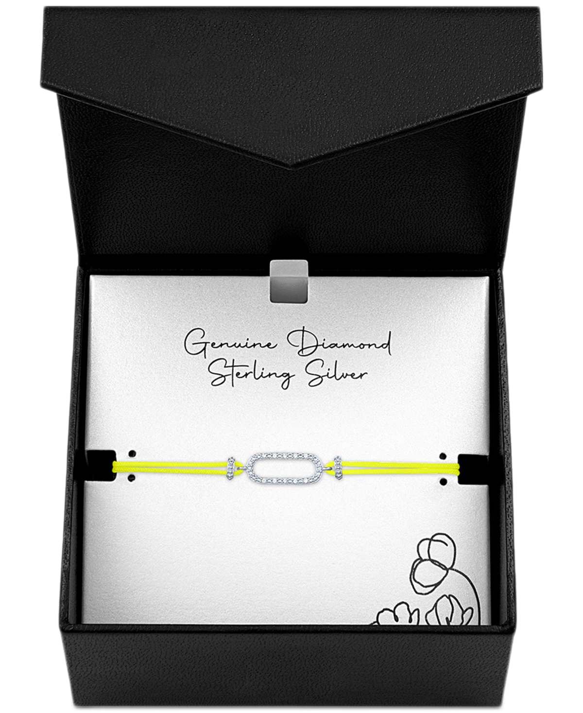 Diamond Accent Single Link Yellow Cord Bracelet - Sterling Silver