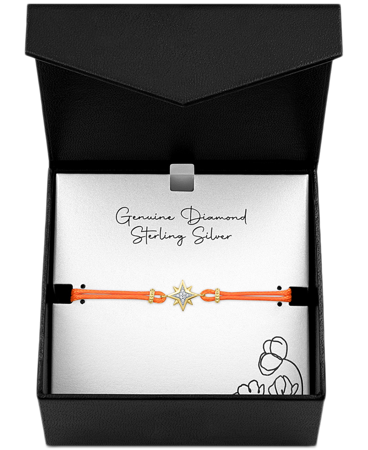 Diamond Accent North Star Cord Bracelet in 14k Gold-Plated Sterling Silver - Gold-Plated Sterling Silver