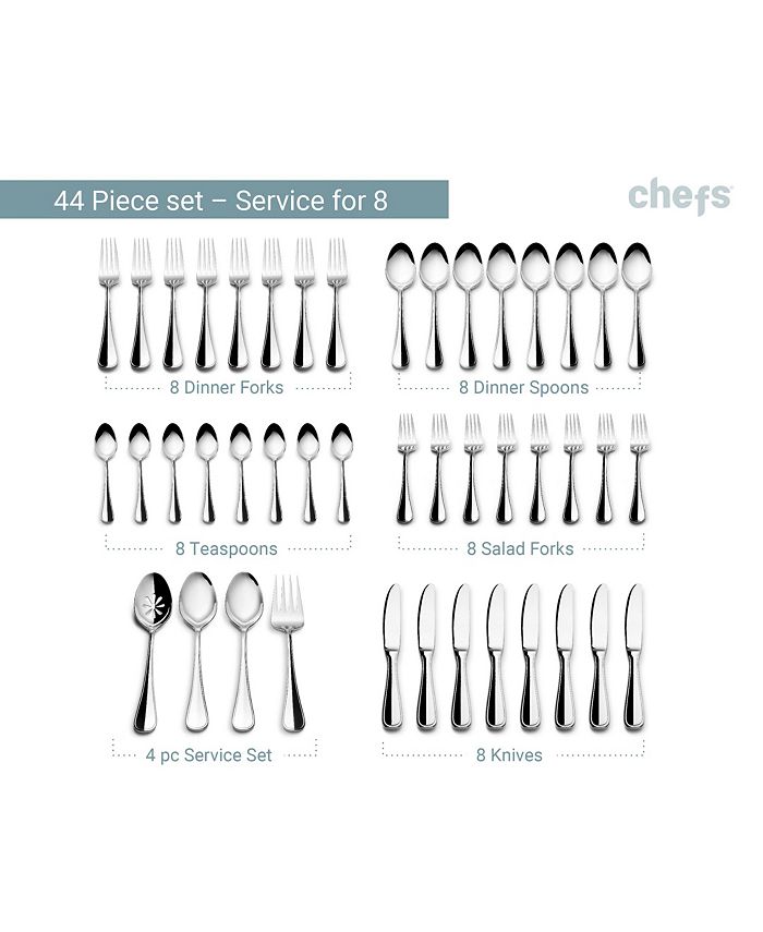 Chefs Calais 18/10 Stainless Steel 44 Piece Flatware Set, Service for 8 Macy's