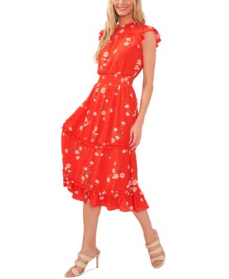 NEW CeCe Women's Floral deals Print Smocked-Waist Midi Dress MWT Size XS