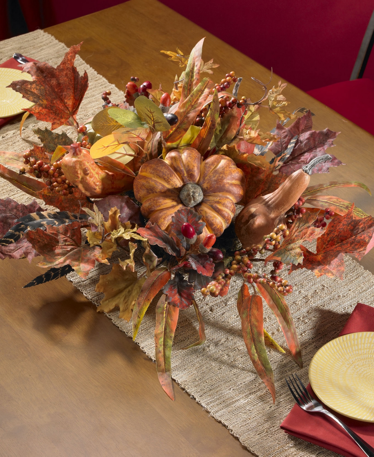 Nearly Natural Harvest Centerpiece In Orange