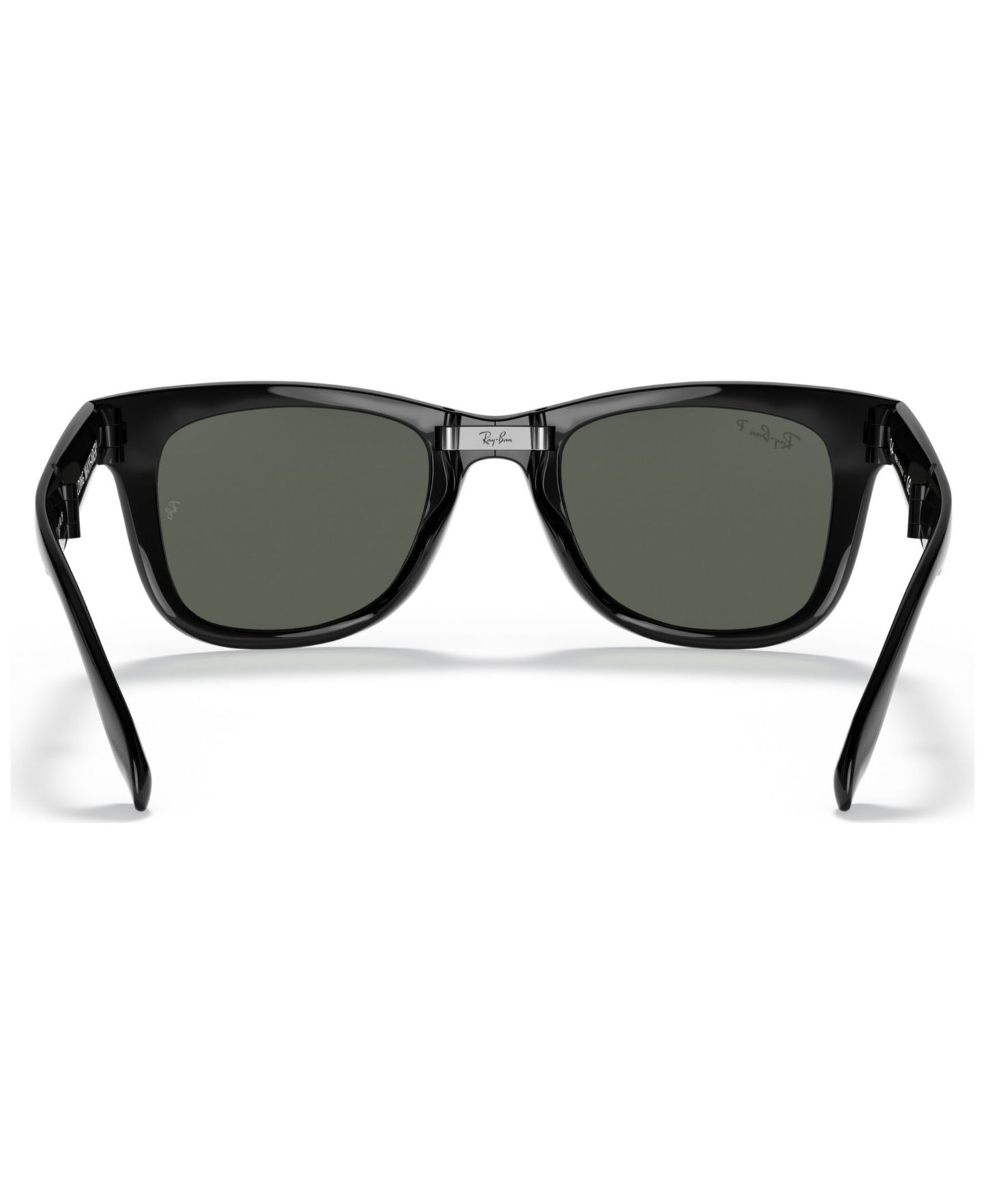 Женские солнцезащитные очки Ray-Ban Polarized Sunglasses, RB4105 Folding Wayfarer, цвет: Полированный чёрный / Зелёный — фото 4