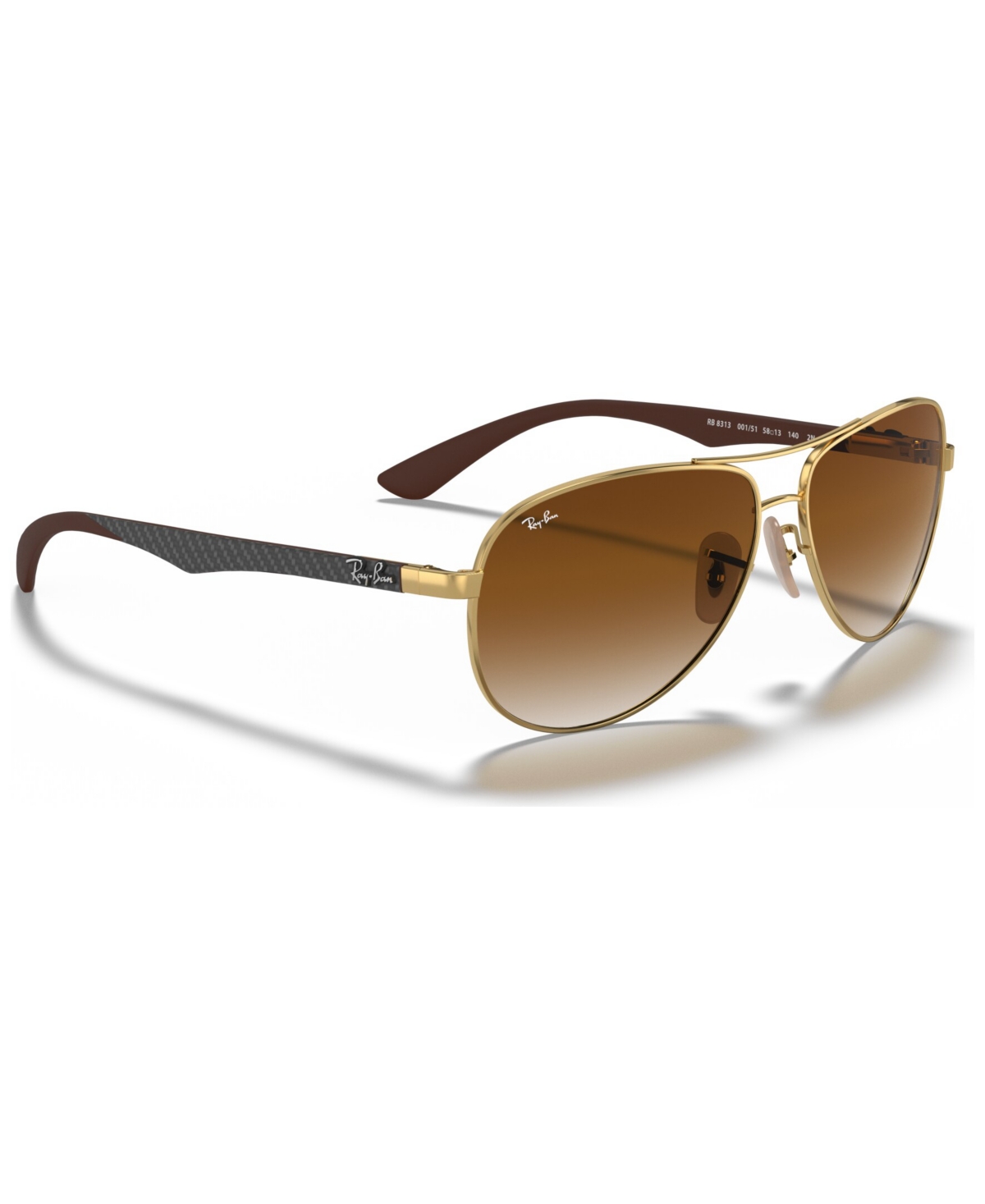 Shop Ray Ban Sunglasses, Rb8313 In Gold,brown Gradient