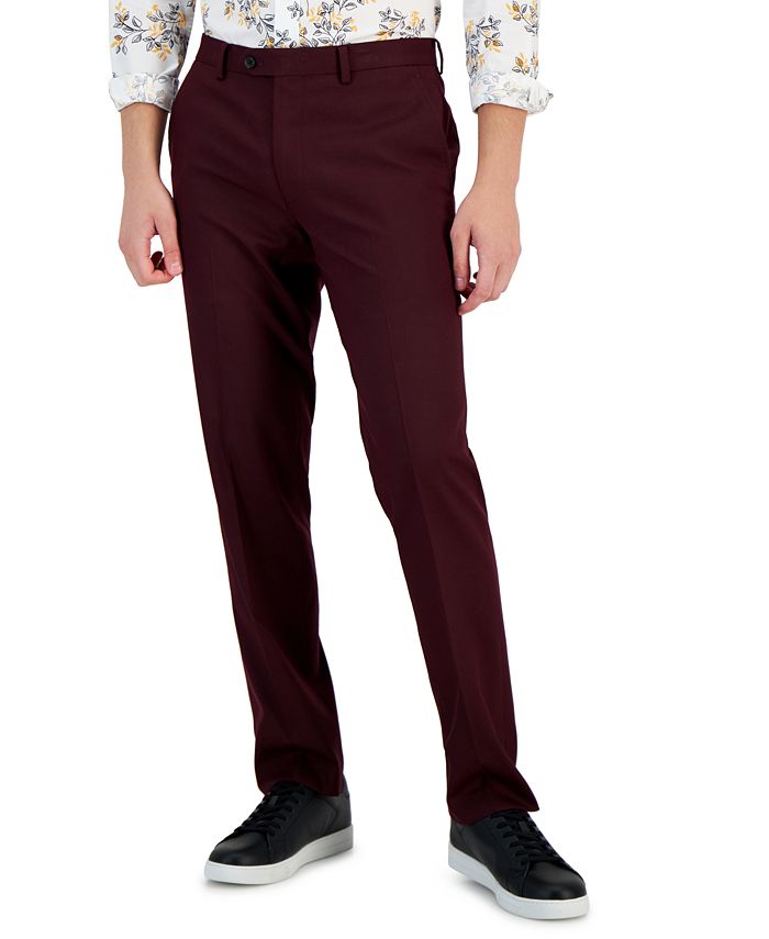 Bar III Men's Slim-Fit Red Solid Suit Pants, Created for Macy's