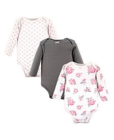 Baby Girls Long Sleeve Bodysuits, Pack of 3