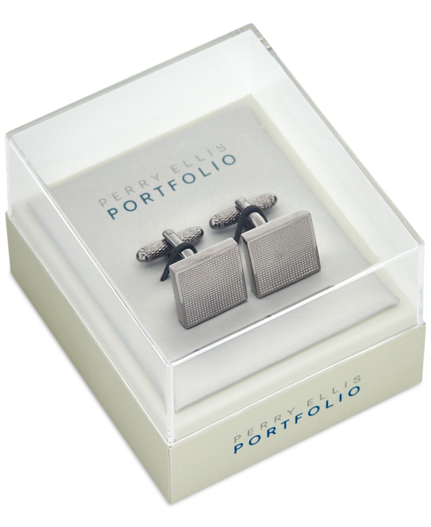 Мужские запонки Perry Ellis Portfolio Grid Cufflinks, цвет: Графитовый металлик — фото 2