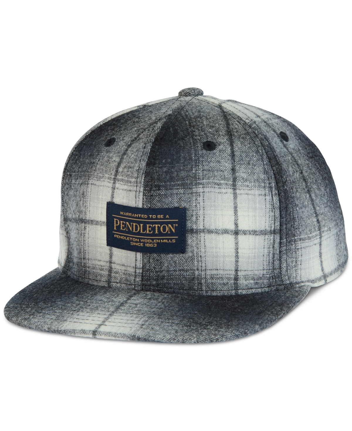 Pendleton Men's Plaid Flat Brim Hat In Blue/grey Mix Ombre