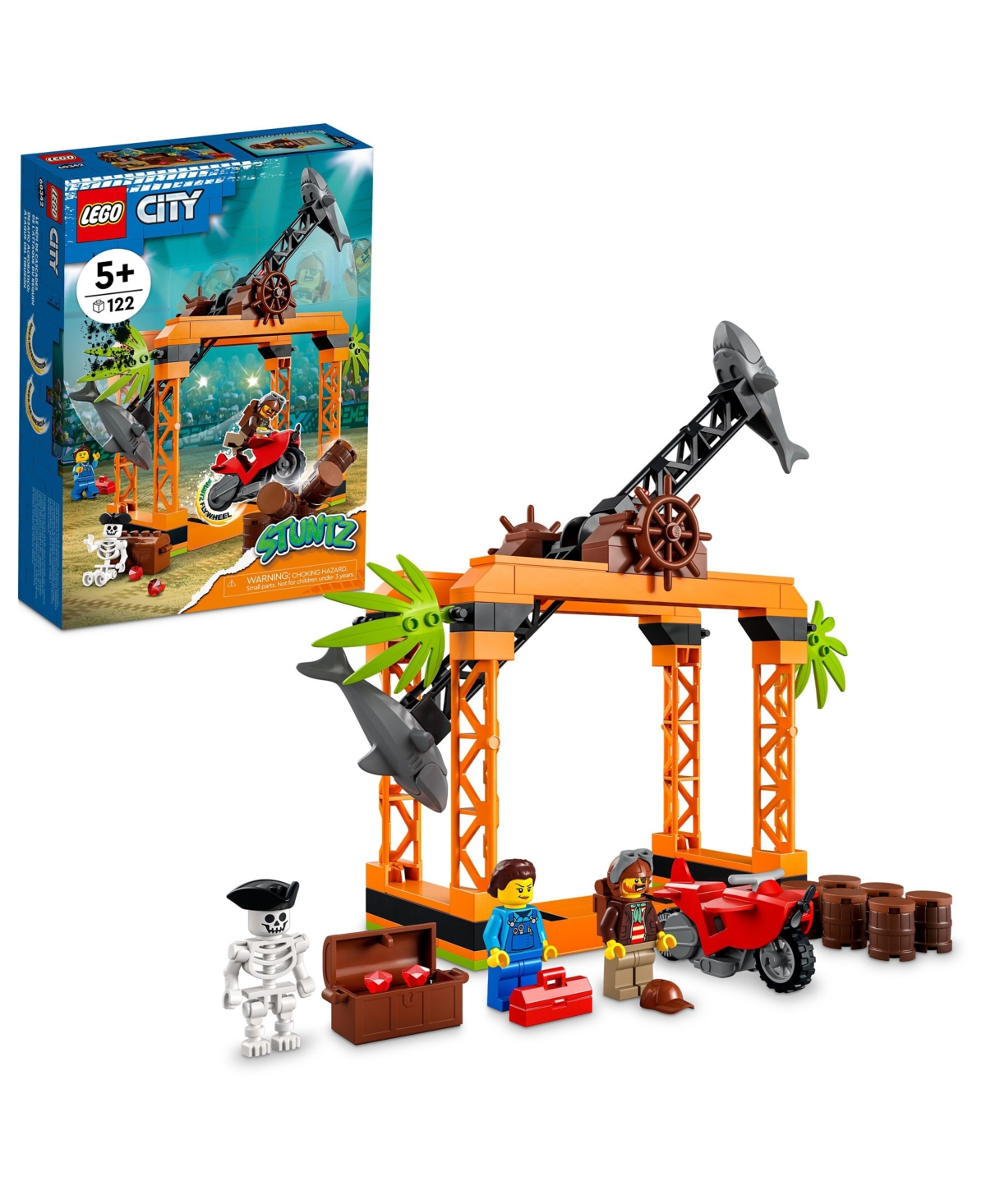 Lego Kids' City The Shark Attack Stunt Challenge 60342 Building Kit In Multicolor