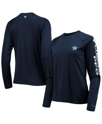 Women's Navy and White Dallas Cowboys Tidal Omni-Shade Raglan Long Sleeve T-shirt