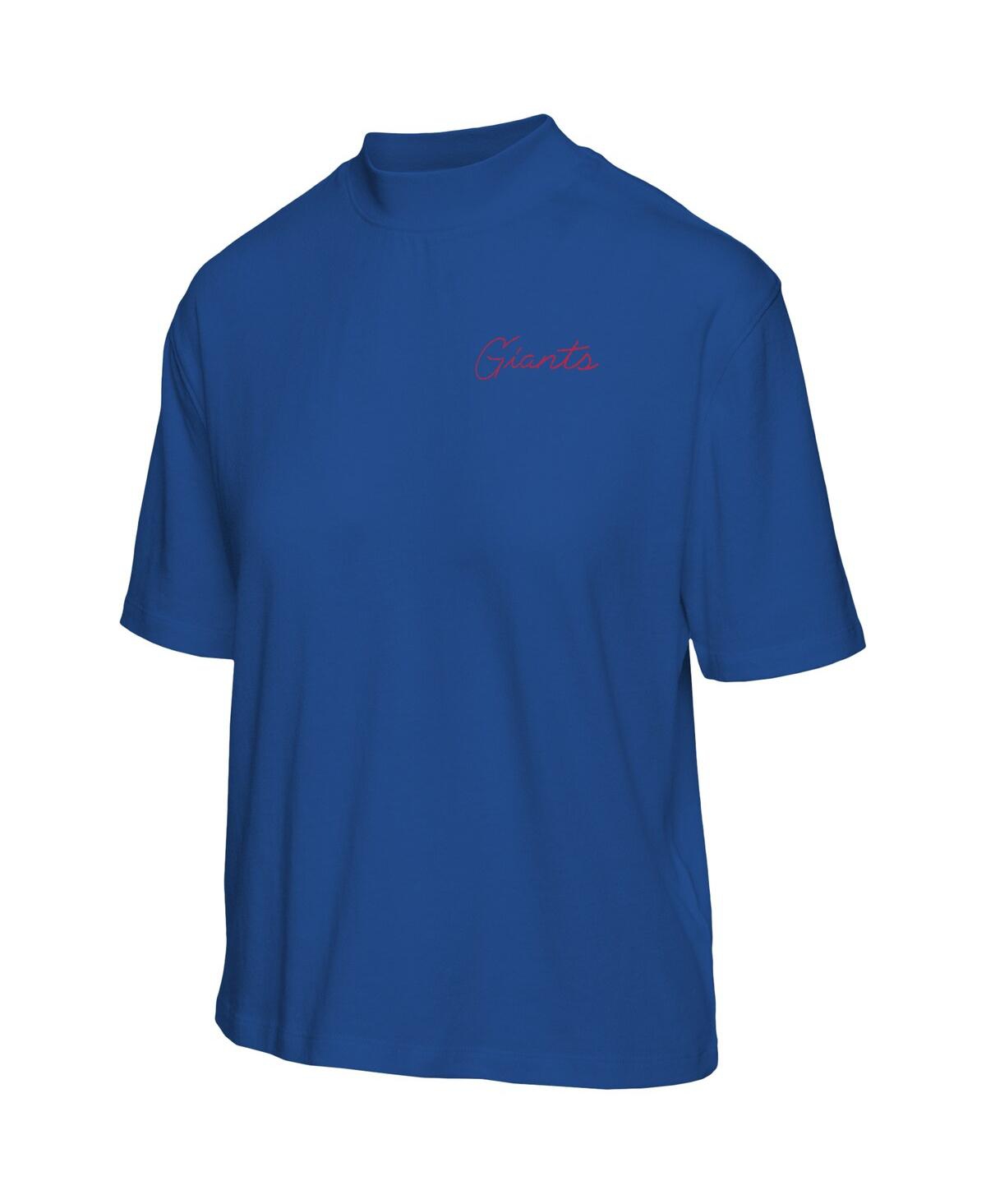 Shop Junk Food Women's  Royal New York Giants Half-sleeve Mock Neck T-shirt