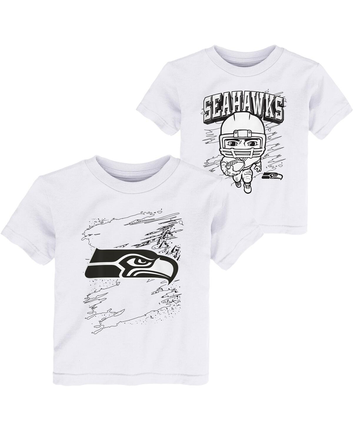 Outerstuff Babies' Toddler Boys White Seattle Seahawks Coloring Activity Two-pack T-shirt Set