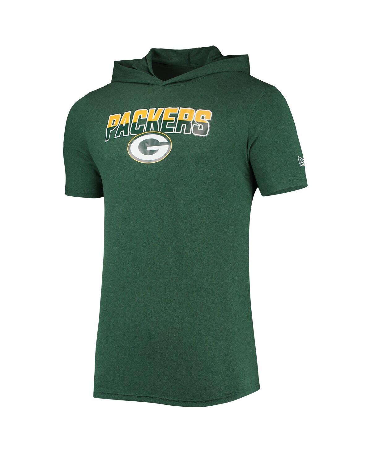 Men's New Era HeatheredGreen Bay Packers Team Brushed Hoodie T-shirt - Green