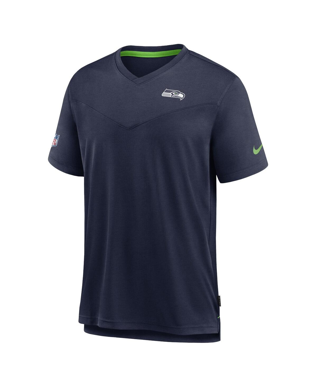 Men's NikeSeattle Seahawks 2022 Sideline Coach Chevron Lock Up Performance V-Neck T-shirt - Heather Navy
