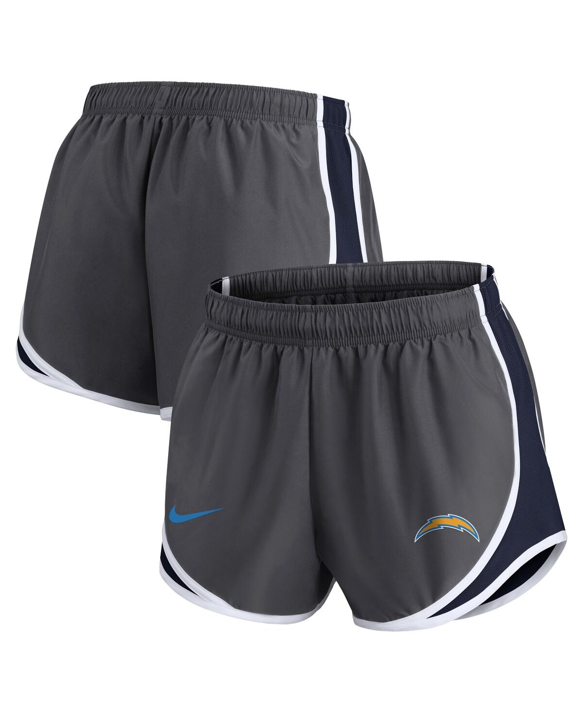 Nike Women's Dri-fit Logo Tempo (nfl Los Angeles Chargers) Shorts In Charcoal