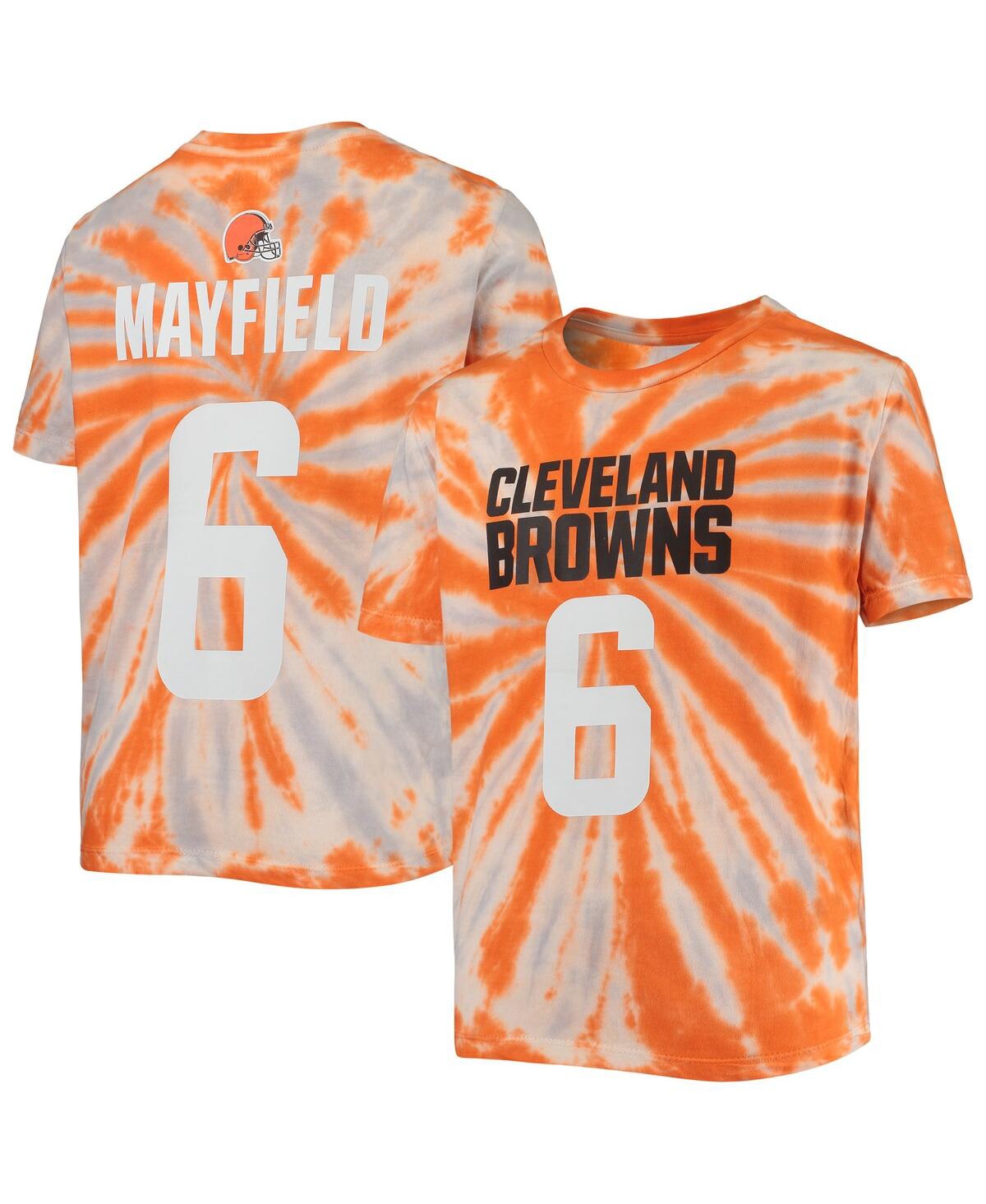 Shop Outerstuff Big Boys Baker Mayfield Orange Cleveland Browns Tie-dye Name And Number T-shirt