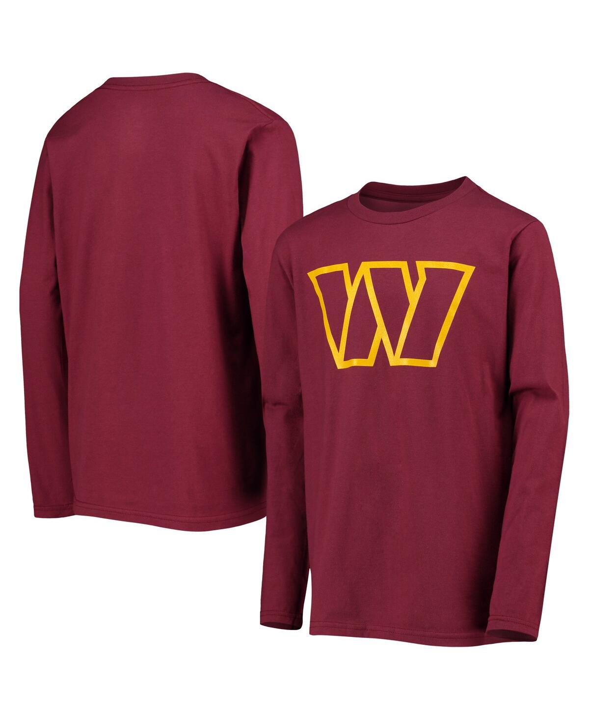 Outerstuff Kids' Big Boys Burgundy Washington Commanders Primary Team Logo Long Sleeve T-shirt