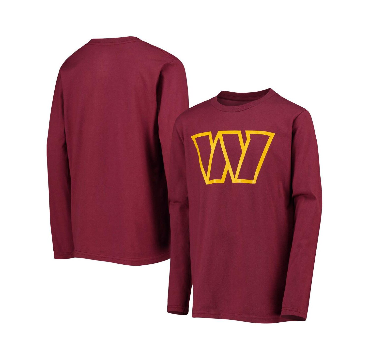 Big Boys Burgundy Washington Commanders Primary Team Logo Long Sleeve T-shirt