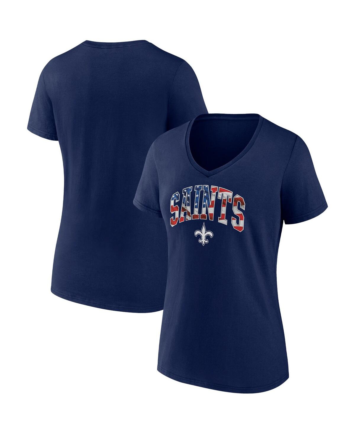 Fanatics Women's  Branded Navy New York Giants Team Banner Wave V-neck T-shirt