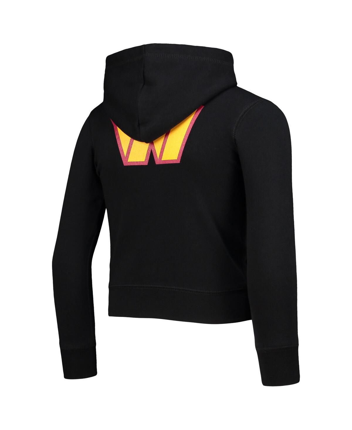 New Era Girls Youth  Black Washington Commanders Full-zip Hoodie In Black