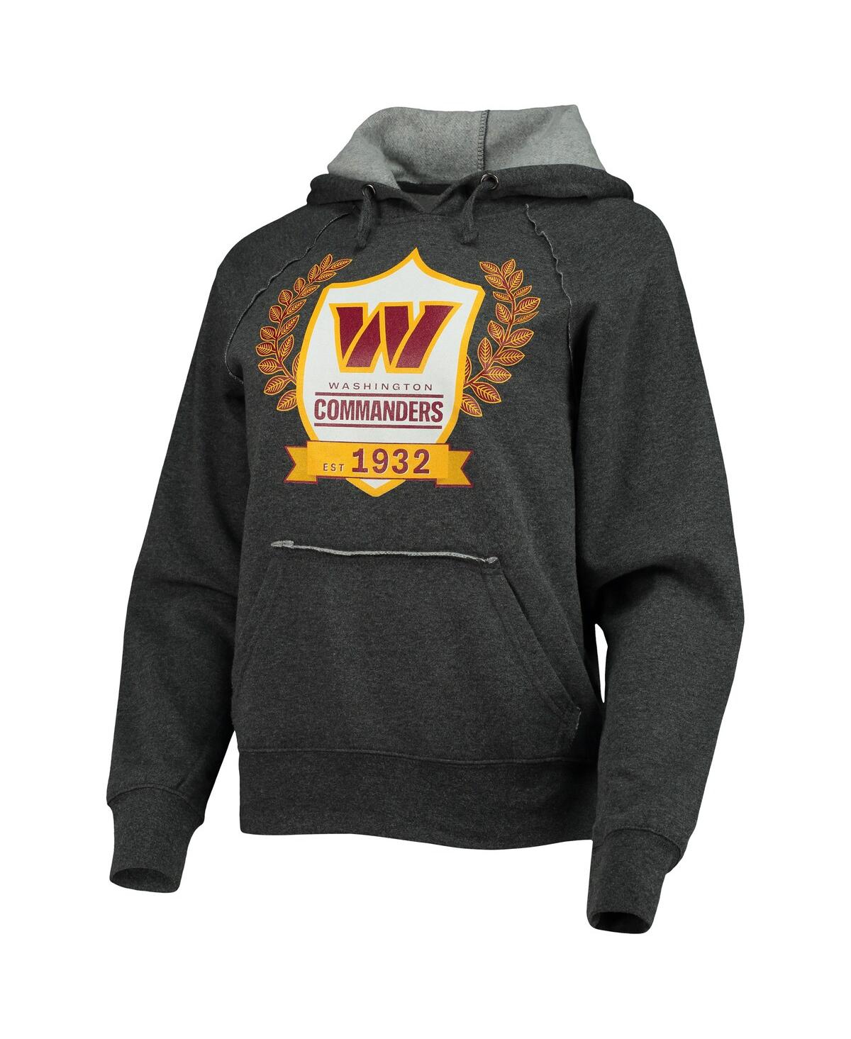 NEW ERA WOMEN'S NEW ERA HEATHERED CHARCOAL WASHINGTON COMMANDERS RAGLAN PULLOVER HOODIE 