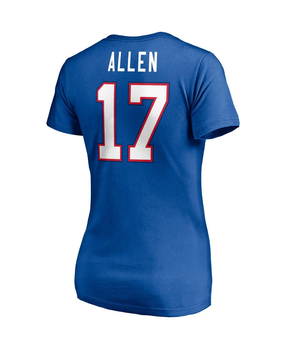 Women's Fanatics Josh AllenBuffalo Bills Player Icon Name and Number V-Neck T-shirt - Royal