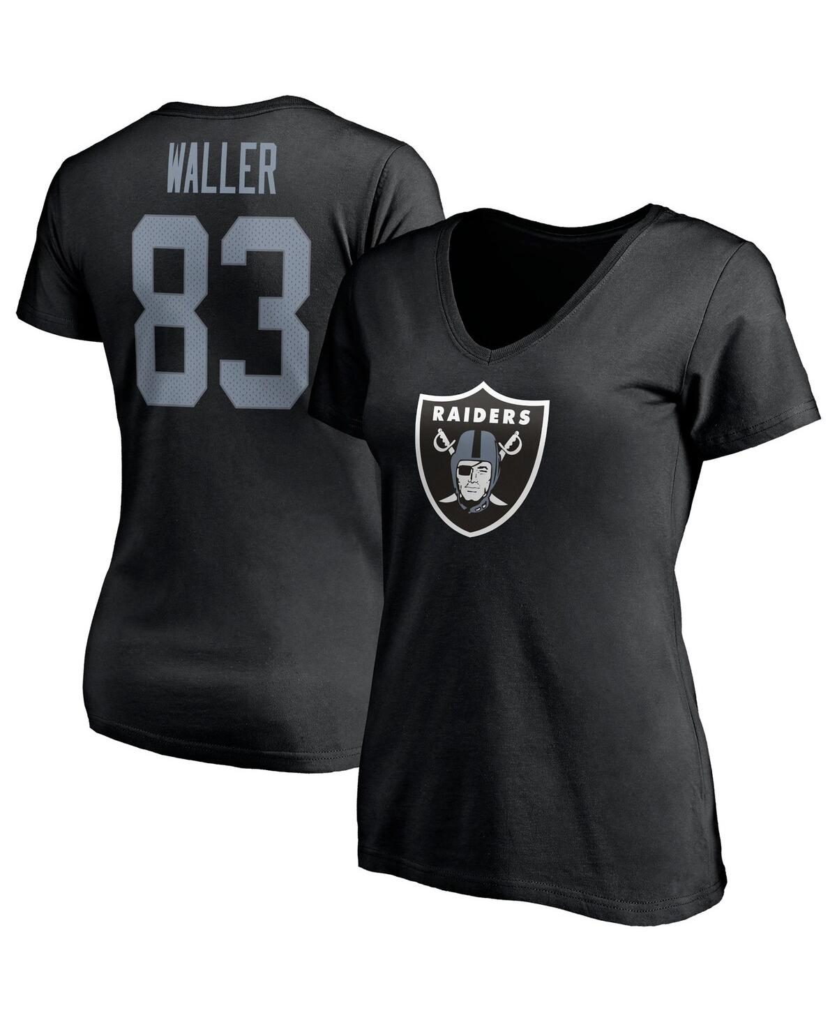 Fanatics Women's  Darren Waller Black Las Vegas Raiders Player Icon Name And Number V-neck T-shirt