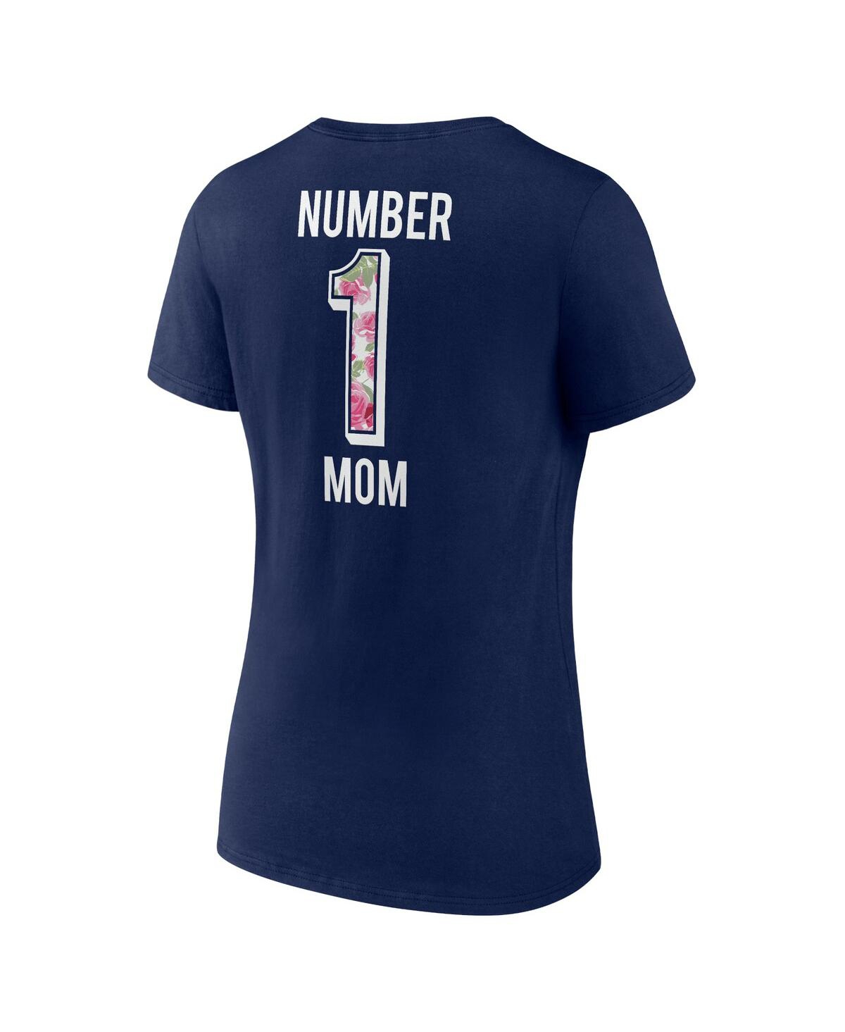 Fanatics Women's  Navy New England Patriots Plus Size Mother's Day #1 Mom V-neck T-shirt In Navy