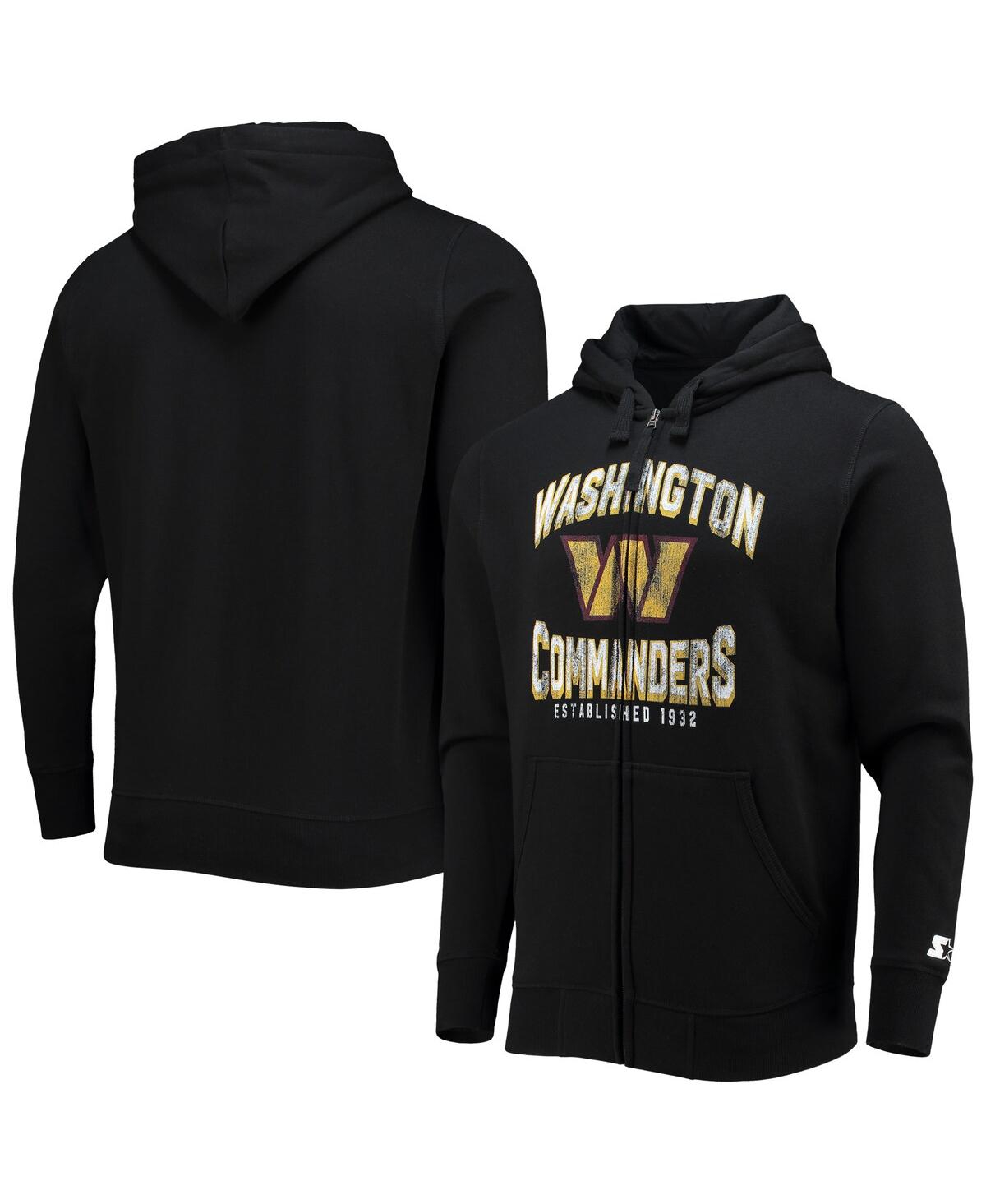 Starter Black Washington Commanders Post-season Full-zip Hoodie In Black
