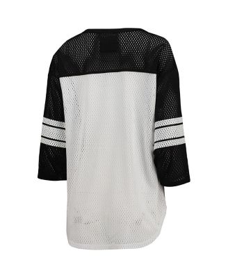 Women's White, Black Washington Commanders First Team 3/4-Sleeve Mesh Top