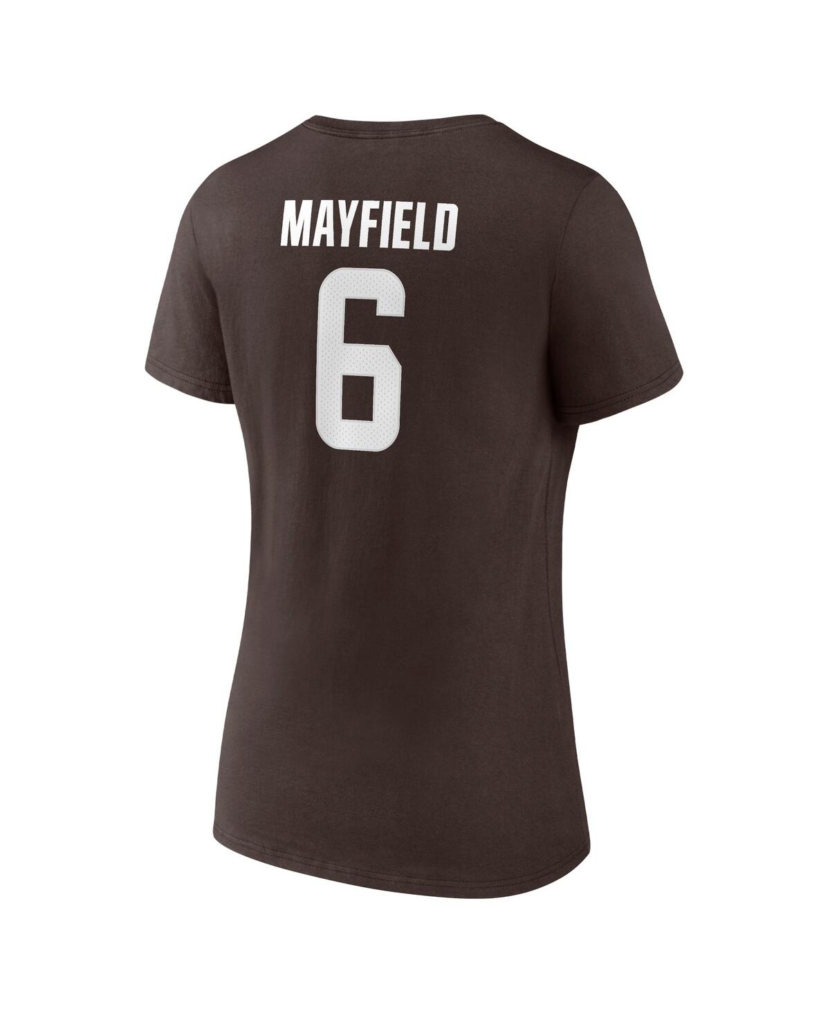 Fanatics Women's  Baker Mayfield Brown Cleveland Browns Player Icon Name And Number V-neck T-shirt In Brown
