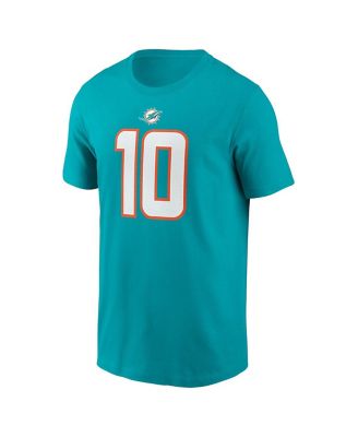 Men's Tyreek Hill Aqua Miami Dolphins Player Name & Number T-shirt